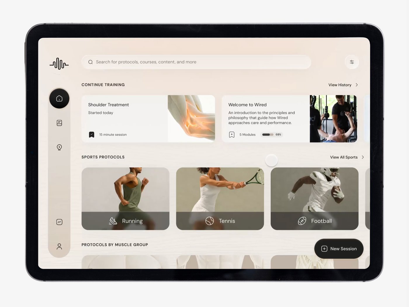 Sports recovery platform on iPad